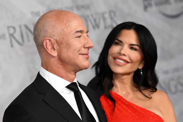 Jeff Bezos and Lauren Sanchez attend ‘The Lord of the Rings: The Rings of Power” World Premiere at Odeon Luxe Leicester Square on August 30, 2022 in London, England. (Photo by Jeff Spicer/Jeff Spicer/Getty Images for Prime Video )