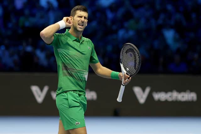 Novak Djokovic during match against Stefanos Tsitsipas in ATP Finals