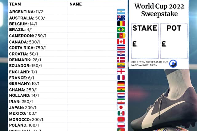World Cup 2022 sweepstake names sheet (Image: NationalWorld)