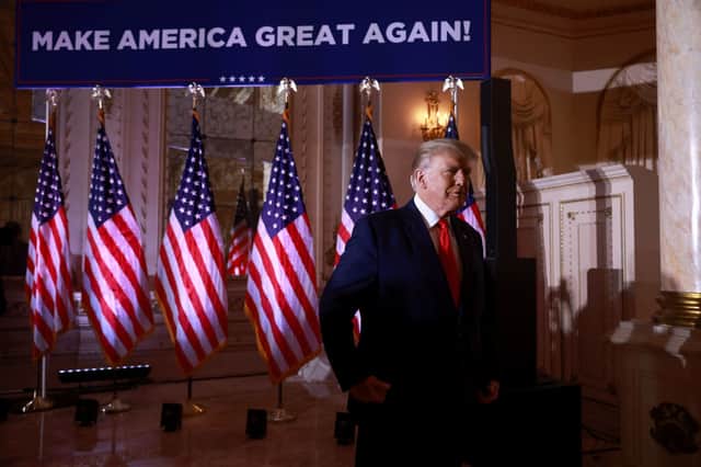 Donald Trump arrives to speak during an event at his Mar-a-Lago home to announce that he is seeking another term in office (Photo: Joe Raedle/Getty Images)