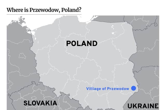 Map showing where Przewodow, Poland is.