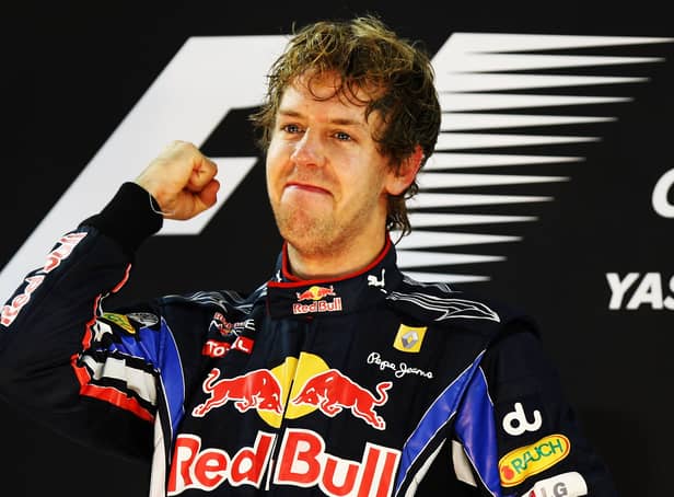 <p>Sebastian Vettel celebrates 2010 World Championship in Abu Dhabi</p>