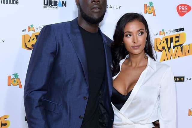 Stormzy and Maya Jama attend The Rated Awards at The Roundhouse on October 24, 2017 in London, England.  (Photo by Jeff Spicer/Getty Images)