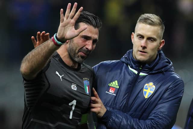  Gianluigi Buffon of Italy cries after loosing at the end of the FIFA 2018 World Cup Qualifier Play-Off. (Getty Images)