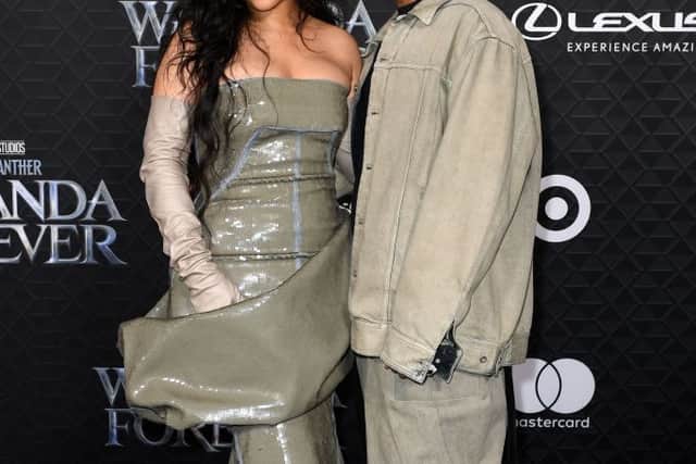 Rihanna and A$AP Rocky stepped out recently in matching tonal outfits. Photo by VALERIE MACON/AFP via Getty Images)