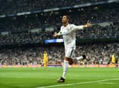 Ronaldo celebrates scoring for Real Madrid in 2017