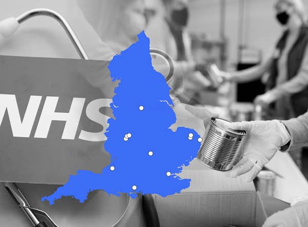 Eleven NHS trusts across England currently have food banks in place for staff (Graphic: NationalWorld)  