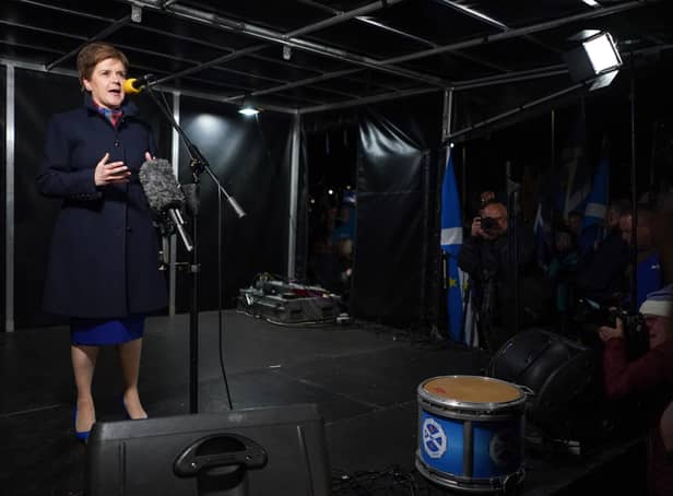 <p>Nicola Sturgeon has addressed supporters at a pro-independence rally outside the Scottish Parliament in Edinburgh after the Supreme Court ruling. (Credit: Getty Images)</p>