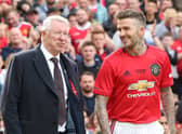 David Beckham with Sir Alex Ferguson at Reunion match in 2019