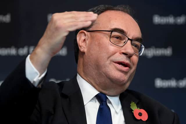 Bank of England governor Andrew Bailey explains the latest interest rate hike on 3 November (image: Getty Images)