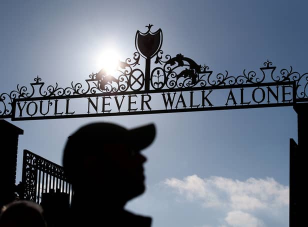 <p>LIVERPOOL, ENGLAND - NOVEMBER 12: General view outside the stadium of the 'You'll Never Walk Alone' gates outside the stadium prior to the Premier League match between Liverpool FC and Southampton FC at Anfield on November 12, 2022 in Liverpool, England. (Photo by Jan Kruger/Getty Images)</p>