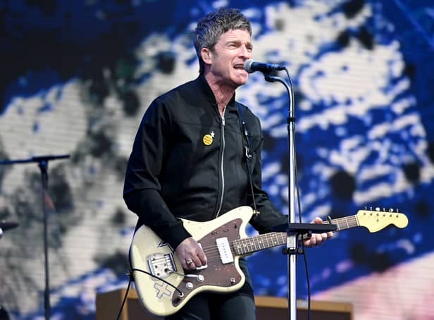 <p>GLASTONBURY, ENGLAND - JUNE 25: (EDITORIAL USE ONLY) Noel Gallagher's High Flying Birds perform on the Pyramid Stage during day four of Glastonbury Festival at Worthy Farm, Pilton on June 25, 2022 in Glastonbury, England. (Photo by Kate Green/Getty Images)</p>