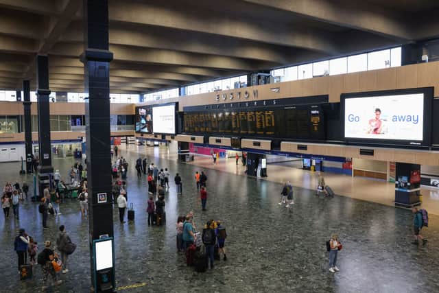 London Euston station is deserted during a train strike. Credit: Hollie Adams/Getty Images