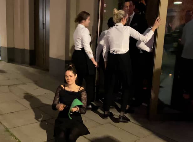 BEST QUALITY AVAILABLE Staff from Salt Bae's Knightsbridge steakhouse, remove an environmental activist during a protest by demonstrators from Animal Rebellion, an offshoot of Extinction Rebellion, who entered Nusr-Et in the upmarket central London district on Saturday evening and sat at empty tables. Picture date: Saturday December 3, 2022.