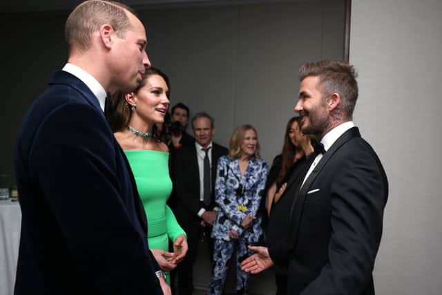 The Prince and Princess of Wales greet David Beckham (Getty)
