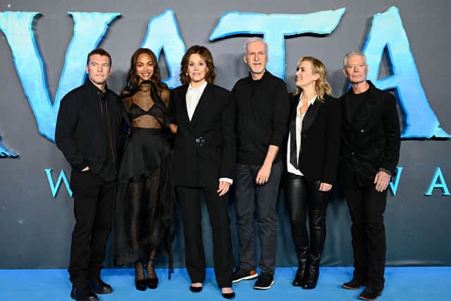 The cast of upcoming Avatar sequel Avatar: Way of Water including Kate Winslet, Zoe Saldana and Sigourney Weaver (Pic:Gareth Cattermole/Getty Images for Disney)