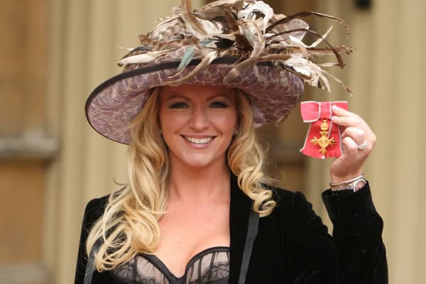 Founder of Ultimo lingerie Michelle Mone with her OBE medal, awarded by the Princess Royal at an investiture ceremony at Buckingham Palace, on November 25, 2010 in London, England. (Photo by Dominic Lipinski - WPA Pool/Getty Images)