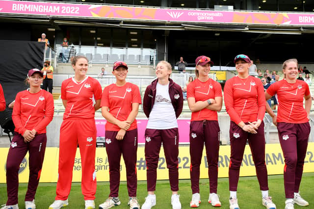 Heather Knight and England squad at Commonwealth Games in August 2022