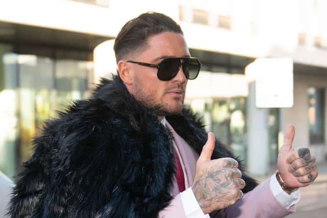 Reality TV star Stephen Bear arrives at Chelmsford Crown Court, Essex.
