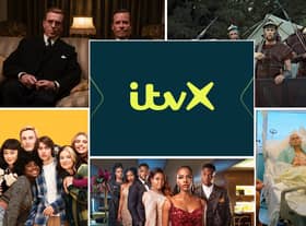 The ITVX logo, surrounded by images from the shows A Spy Among Friends, Plebs, Tell Me Everything, Riches, and Litvinenko (Credit: ITVX)