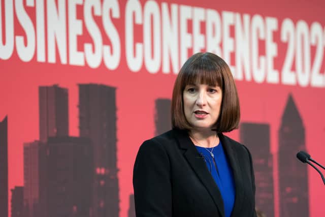 Rachel Reeves at Labour’s business conference at Canary Wharf, London. Credit: PA