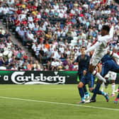 Joleon Lescott of England scores the first goal past Hugo Lloris of France during the UEFA EURO 2012 (Getty Images)