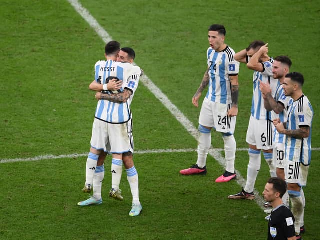 Argentina celebrate penalty shoot-out win over the Netherlands