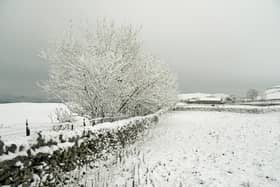 A snow covered field near Castleton in the Peak District. Credit: PA