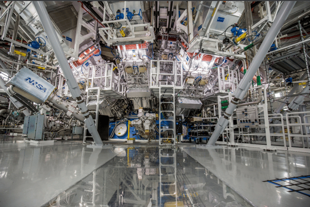 There has been a major breakthrough in the bid to harness fusion - the energy that powers the sun and stars, pictured is the target chamber of LLNL’s National Ignition Facility.