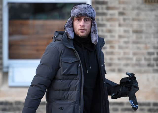 Freddie Flintoff, seen during the filming of A league of Their Own at Weymouth Harbour on January 25, 2021 in Weymouth, England. (Photo by Finnbarr Webster/Getty Images)