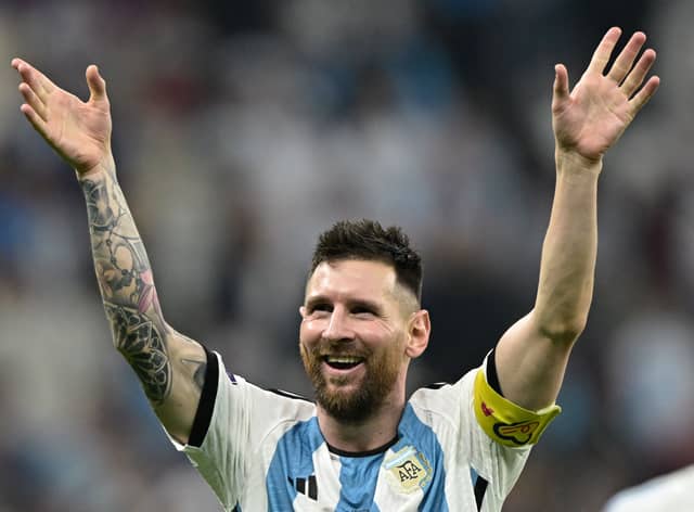 Lionel Messi celebrates reaching World Cup final after beating Croatia 3-0