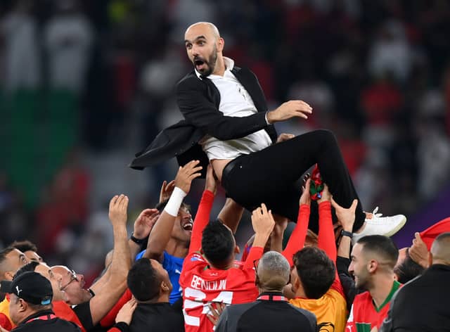 Walid Regrarui and Morocco celebrate reaching World Cup semi-final