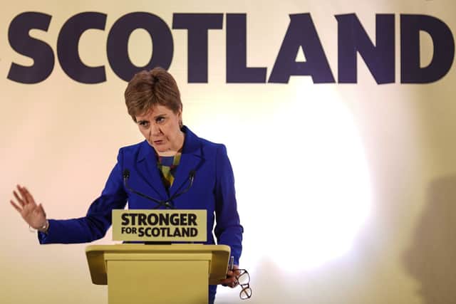 First Minister Nicola Sturgeon, leader of the SNP Party, speaks during a press conference on November 23, 2022 in Edinburgh, United Kingdom. Credit: Getty Images