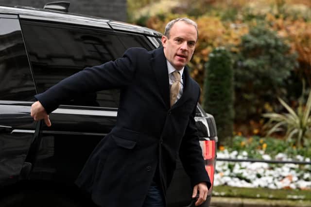Deputy Prime Minister Dominic Raab arrives in Downing Street ahead of a Cabinet meeting at 10 Downing Street on December 13, 2022 in London, England. (Photo by Leon Neal/Getty Images)