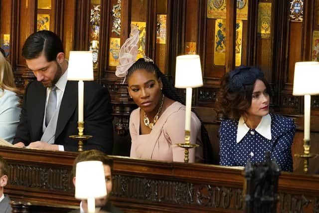Abigail Spencer (right) next to Serena Williams at Harry and Meghan’s wedding