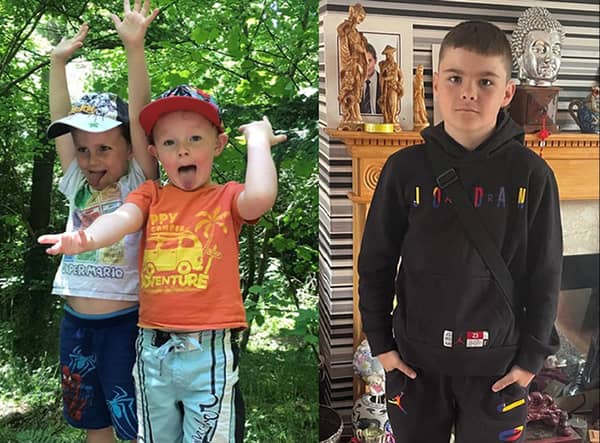 Brothers Finlay (left) and Samuel with their cousin Thomas Stewart (right) who have been named as three of the children who died after falling through ice at Babbs Mill Park in Kingshurst, Solihull on Sunday. Credit: West Midlands Police