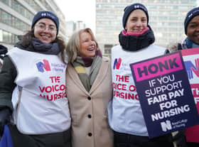 RCN General Secretary Pat Cullen (second left) with members of the Royal College of Nursing (RCN) on the picket line outside St Thomas’ Hospital in London. Credit: PA