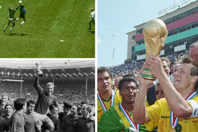 World Cup highlights include England winning World Cup 1966, Diego Maradona’s hand of god and Brazil winning World Cup  (Getty Images)