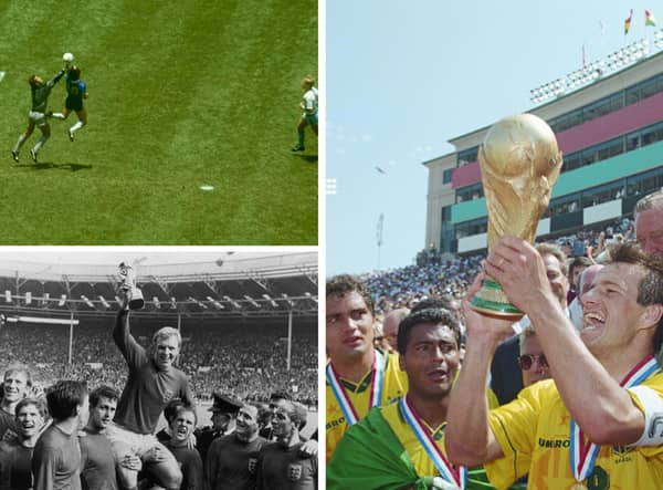 World Cup highlights include England winning World Cup 1966, Diego Maradona’s hand of god and Brazil winning World Cup  (Getty Images)
