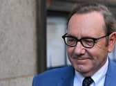Kevin Spacey, pictured arriving at a previous hearing, appeared in court via video link. 