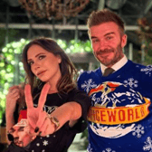 David and Victoria Beckham show their love for one another through their ugly sweaters (Pic:Victoria Beckham/Instagram)