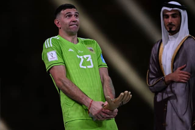 Martinez attracted controversy after celebrating his World Cup Golden Glove award. (Getty Images)