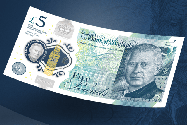 The King’s portrait will appear on the front of the banknotes and in the see-through security window