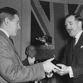 Christopher Chataway, left, receives first BBC SPOTY award in 1954