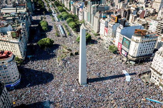 Argentina fans celebrate in Buenos Aires on 18 December following win against France