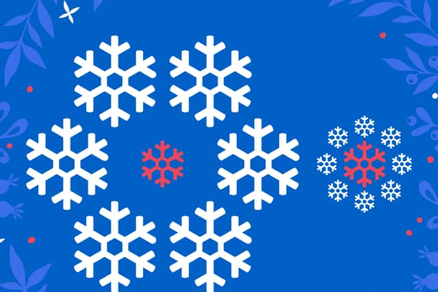 This festive optical illusion shows snowflakes of different colours and sizes - but it is tricking the brain.