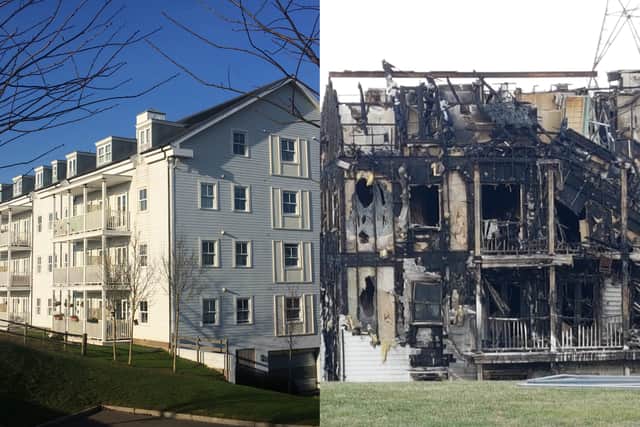 Before VS After: Richmond House had serious fire safety issues so despite firefighters arriving quickly, nothing could be done. Credit: Jennifer Frame