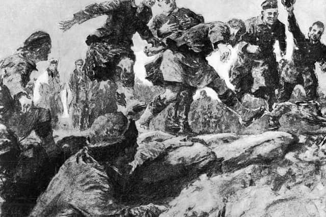 ‘Christmas Truce in the Trenches : Friend and Foe Join in a Hare Hunt’ by Gilbert Holliday