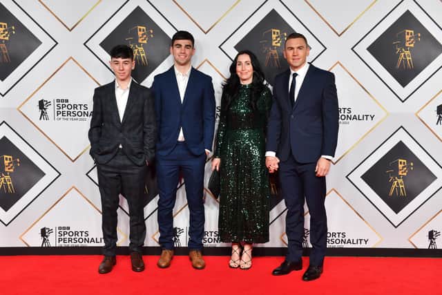 Kevin Sinfield and family attend BBC Sports Personality Of The Year. (Getty Images)