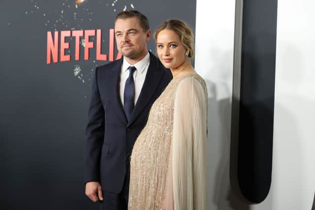 Don't Look Up co-stars Leo DiCaprio and Jennifer Lawrence (Pic:Getty)